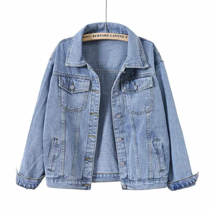 Jeans Jacket Women NEW Spring Coat Vintage Loose Denim Jacket Outerwear Autumn Chic Ladies Jackets S-5XL