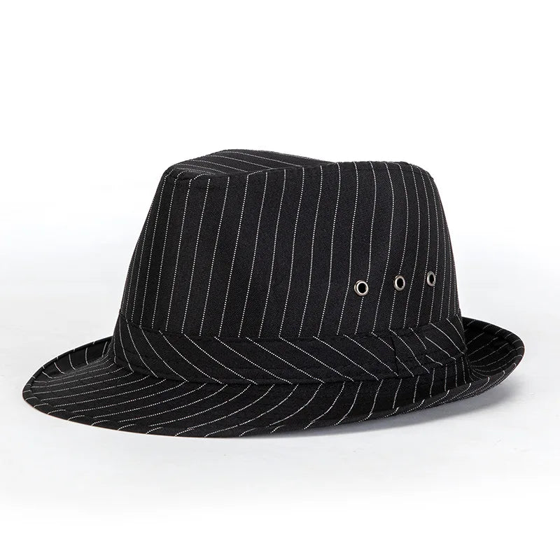Hat Men's Spring and Summer British European and American Fashion Top Hat Black and White Grid Sunshade Breathable Jazz Hat