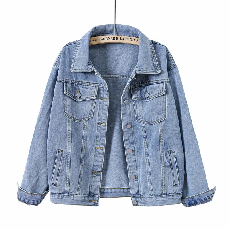 Jeans Jacket Women 2026 5XL Spring Coat Oversize Vintage Loose Denim Jacket Outerwear Autumn Chic Ladies Jackets Big Size S-5XL
