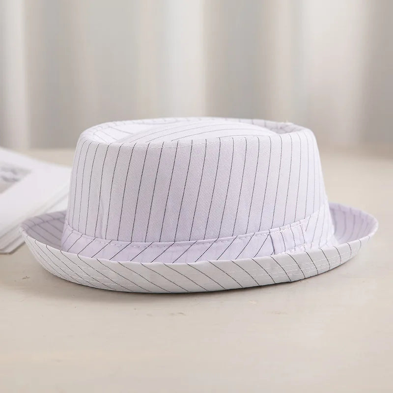 Hat Men's Spring and Summer British European and American Fashion Top Hat Black and White Grid Sunshade Breathable Jazz Hat