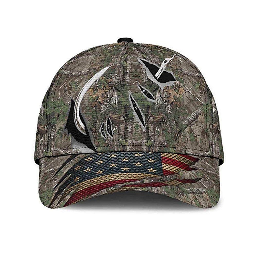 Trending Fishing Baseball Caps with Camo Patterns Fish Hook Designs Patriotic USA Flags Unisex Styles for Outdoor Enthusiasts