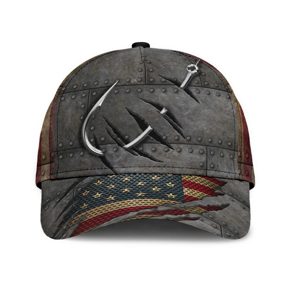 Trending Fishing Baseball Caps with Camo Patterns Fish Hook Designs Patriotic USA Flags Unisex Styles for Outdoor Enthusiasts